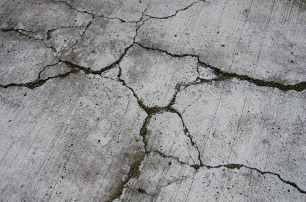 Cracked concrete pavement